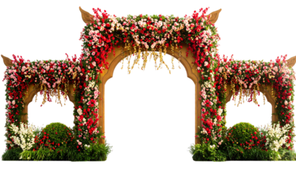 Celebrate Chinese New Year With Colorful Floral Arches Showcasing Vibrant Blooms and Festive Elegance, transparency background isolated on transparent background