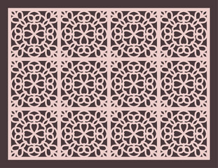 Obraz premium Intricate geometric laser cut pattern with floral motifs, a decorative panel design vector