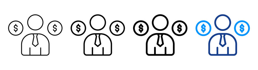 Broker Icon Multiple Outline Collection Set