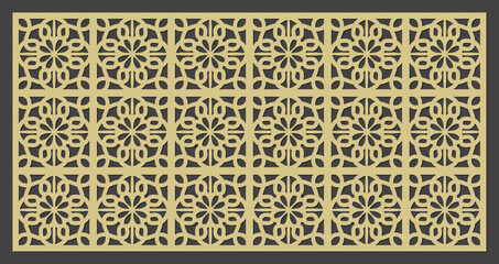 Intricate geometric laser cut pattern with floral motifs, a decorative panel for architectural elements vector