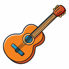 Fototapeta premium Orange acoustic guitar cartoon