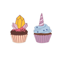 seamless pattern with cupcakes. Cupcake seamless pattern. Set Of cupcake. Cute Cupcakes Seamless Pattern. Vector illustration of cupcakes. Set of cakes.