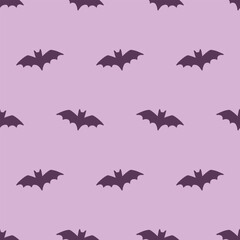 Cute Halloween Vector Seamless Pattern with Bats