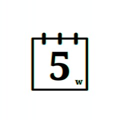 Glitch illustration of a calendar icon representing months, dates, and time. 