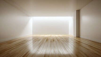 Minimalist Empty Room with Wooden Floor and White Walls, Ideal for Interior Design Mockups and Presentations