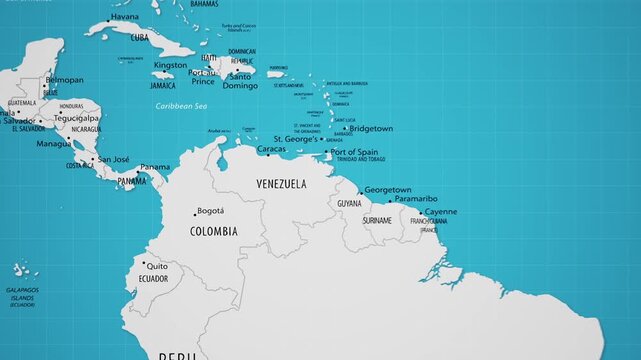 Venezuela on the World Map with Animated National Flag