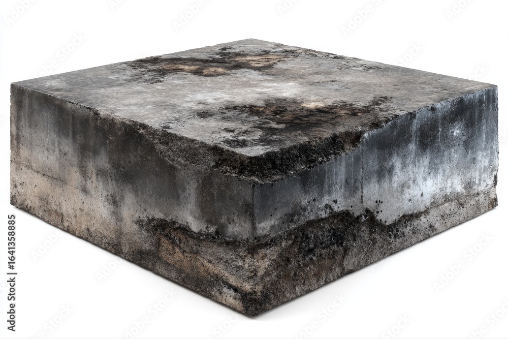 Poster concrete block weathered aged cube architecture material texture pattern on transparent background