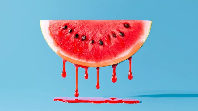 Fresh dripping watermelon slice symbolizing juicy summer fruit and refreshing seasonal flavor
