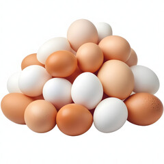 Pile of Brown and White Eggs in Various Shades on Transparent Background – Fresh Farm Eggs Generative AI