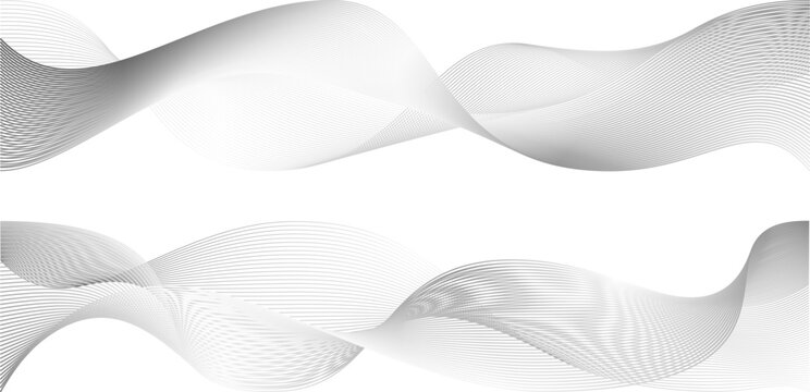 Abstract sine line waves. Wind air flow pattern undulate curves. Science tech swirls with thin twisted connected vibration simple grid. Vector or png certificate background