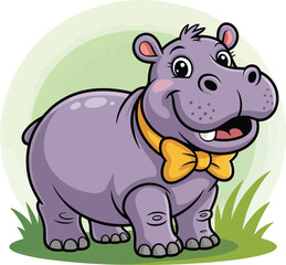 Fototapeta premium Cute cartoon a illustrator vector hippopotamus
