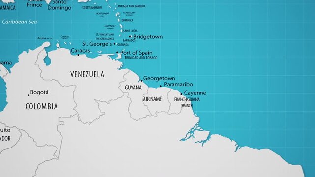 Guyana on the World Map with Animated National Flag