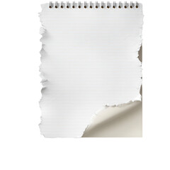 Obraz premium Blank White Spiral Notebook Page with Ripped Edge on a Transparent Background for Creative Design Use