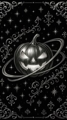 Fototapeta premium Cosmic pumpkin with celestial elements.