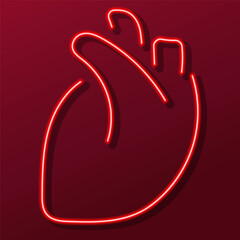 heart organ neon sign, colorful modern design trends on black background. Vector illustration.