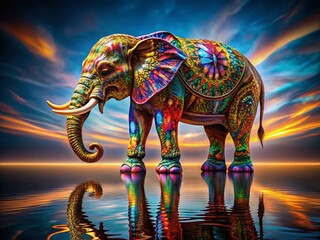 Obraz premium Reflective Elephant Mosaic: Sustainability & Creativity in Minimalist Art