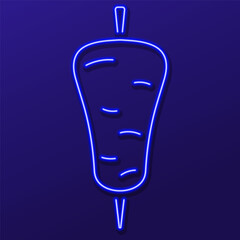 kebab neon sign, colorful modern design trends on black background. Vector illustration.