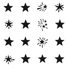 Obraz premium Black star icons and starburst graphics on white background