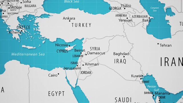 Syria on the World Map with Animated National Flag