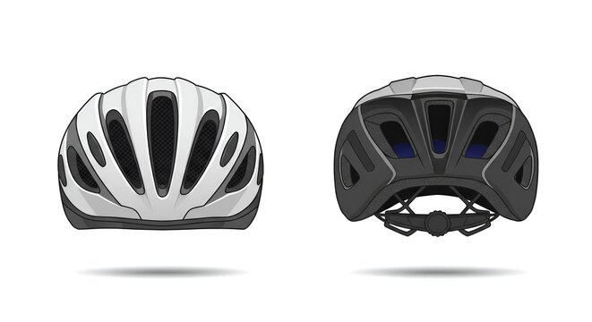 Sports Bicycle Helmet Mockup – Front and Back View, Isolated on White Background