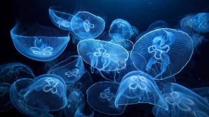 Obraz premium Jellyfish cluster underwater