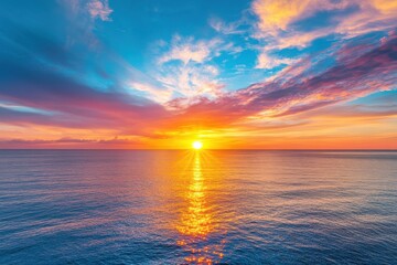 Fototapeta premium Vibrant Sunset Over Ocean - Perfect Wall Art for Relaxing Spaces