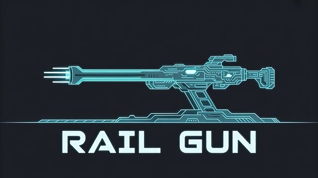 Rail Gun Blueprint: A futuristic blueprint illustration of a railgun. The sleek, modern design promises power and precision.