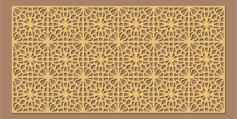 Intricate geometric pattern panel design featuring a repeating star flower motif suitable for laser cutting or cnc routing vector