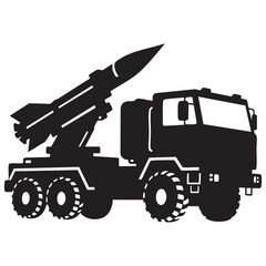 Military Missile Launcher Truck Silhouette Graphic