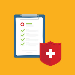 Obraz premium Health insurance protection. Healthcare concept. Vector illustration flat design 