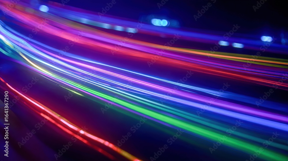 Poster dynamic light streaks: abstract colorful motion blur background for technology and design concepts