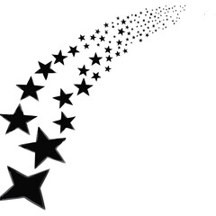 Black stars falling across white background vector 1