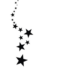 Black stars falling in a curve vector