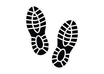 Pair of running shoe prints silhouette black vector white background