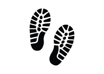 Pair of running shoe prints silhouette black vector white background