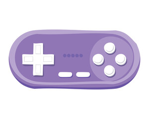 Obraz premium A bright purple video game controller with a directional pad and round buttons, a simple and clean illustration for modern or retro projects