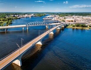 aerial view of bridge over fox river in green bay wisconsin