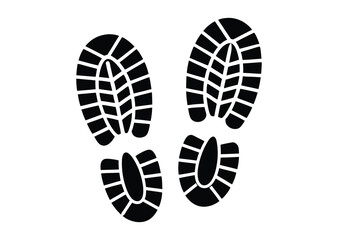 Pair of running shoe prints silhouette black vector white background