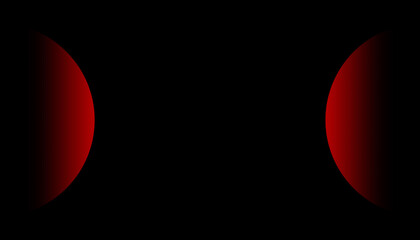 Abstract red glowing half circles on black background with modern minimal design for overlay