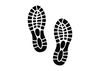 Pair of running shoe prints silhouette black vector white background