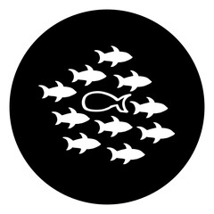 black and white illustration of fish icon 