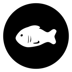 black and white illustration of fish icon 