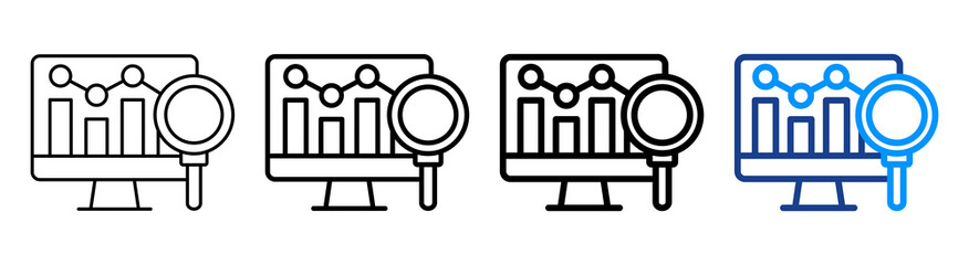 Data Analytics Icon Multiple Outline Collection Set