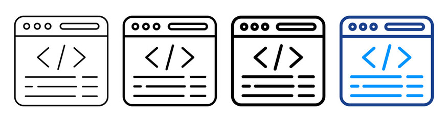 Coding Icon Multiple Outline Collection Set