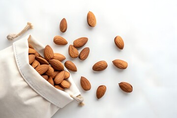 Almonds in a White Reusable Bag