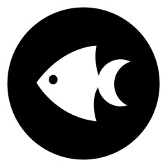 black and white illustration of fish icon 