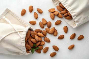 Almonds in a White Reusable Bag