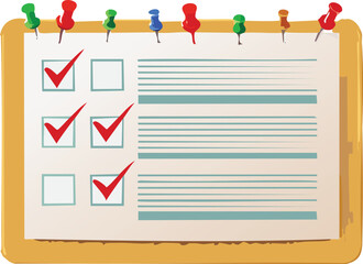 Task Checklist Board with Colorful Push Pins