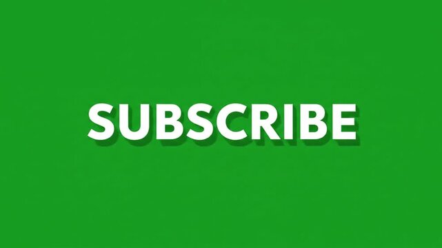 A vibrant green background displaying the word subscribe in bold white letters with a subtle shadow effect