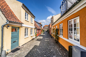 Charming Village Street With Colorful Buildings and Vibrant Architecture, Faaborg, Denmark